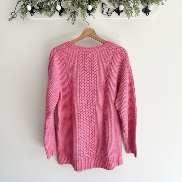 Cabi Elsa Bubblegum Pink Soft Cotton Blend Cable Knit Popover Sweater KD medium - Picture 4 of 4